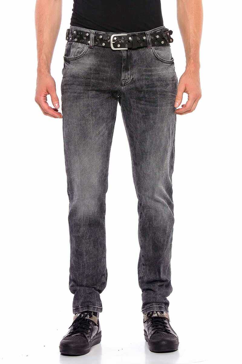 CD543 Herren Slim-Fit-Jeans mit Gitter-Musterung in Straight Fit - Cipo and Baxx - Herren Jeans - Letzte Chance! -