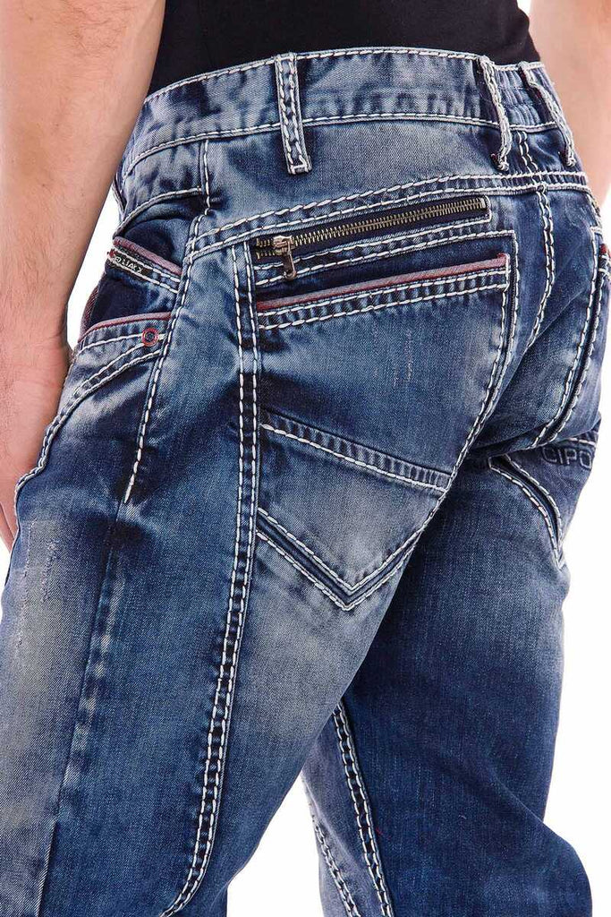 CD563 Herren bequeme Jeans mit trendigen Ziernähten - Cipo and Baxx