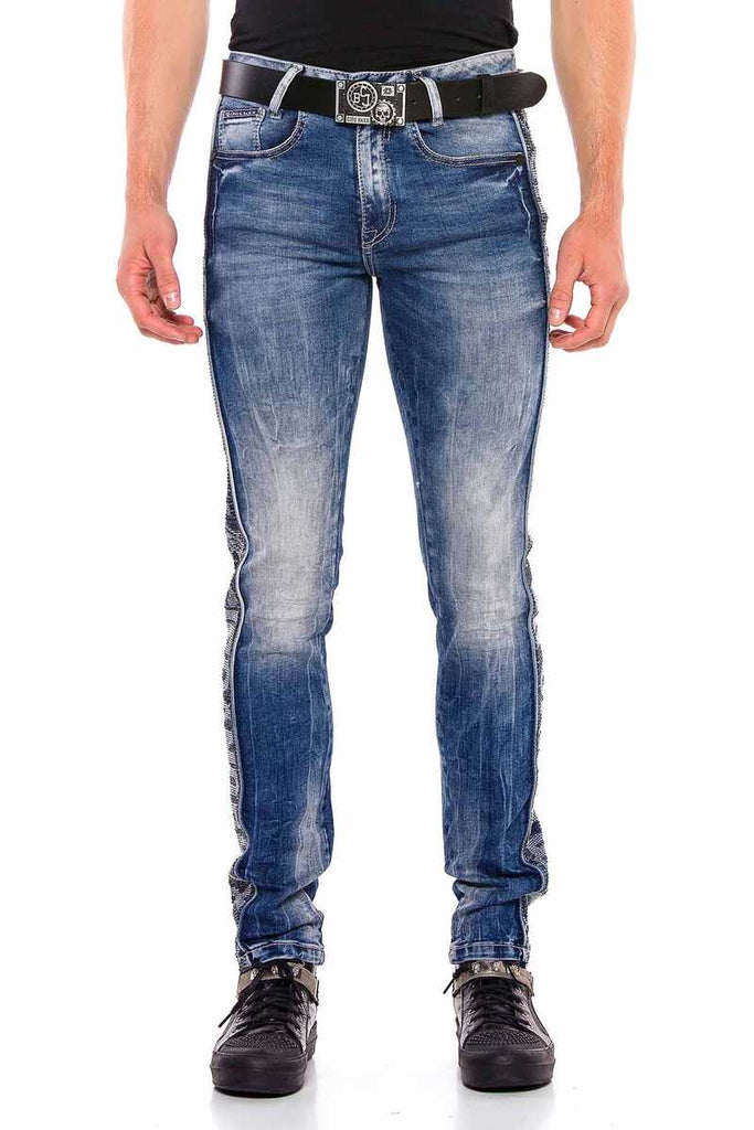 CD579 Herren bequeme Jeans mit seitlichem Markenschriftzug - Cipo and Baxx