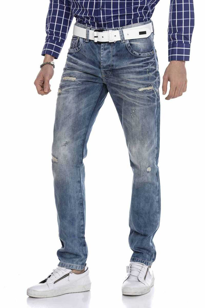 CD655 Herren Straight Fit-Jeans im modischen Destroyed-Look - Cipo and Baxx