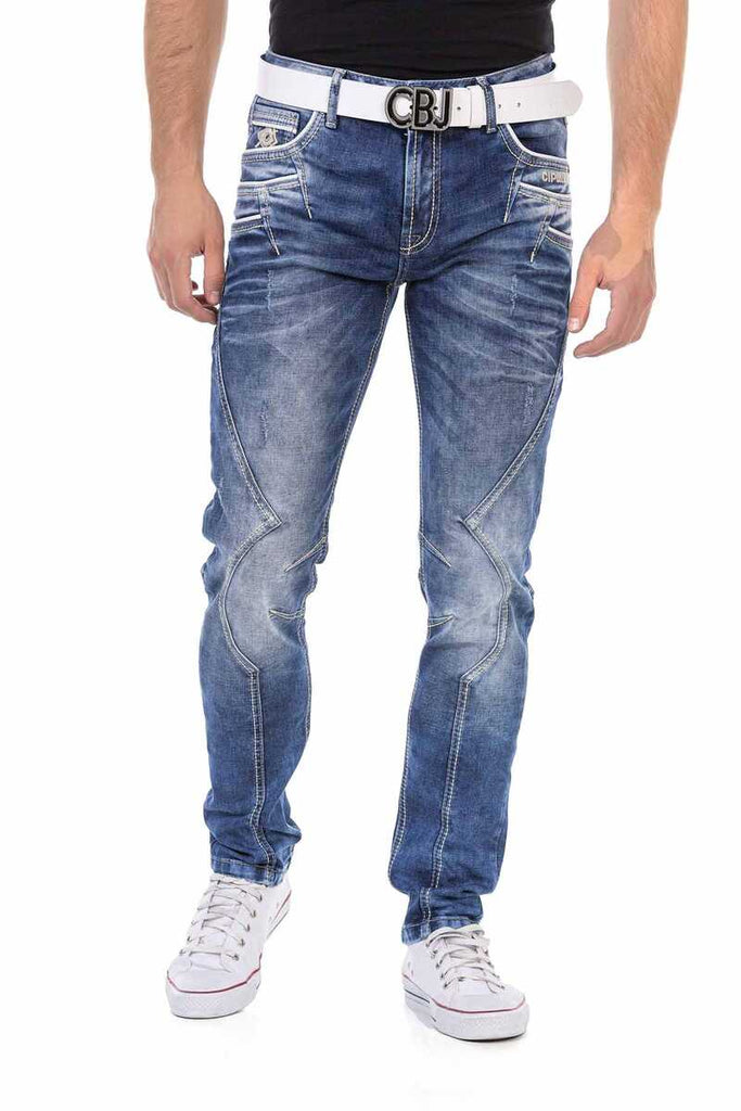 CD695 Herren Straight Fit-Jeans mit trendigen Ziernähten - Cipo and Baxx