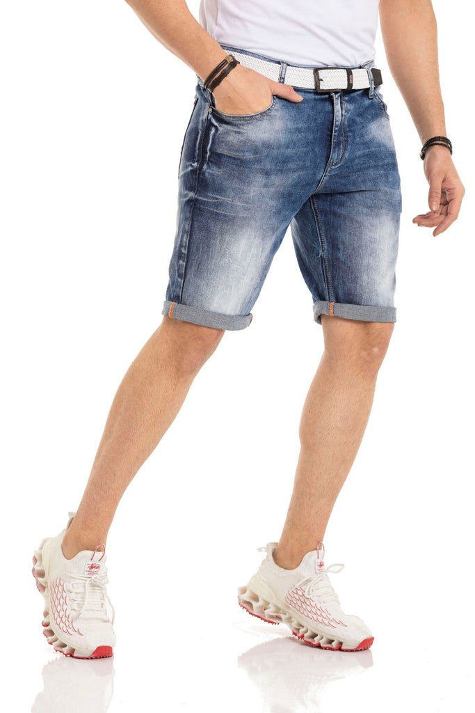 CK266 Herren Capri Shorts mit cooler Marken-Stickerei - Cipo and Baxx