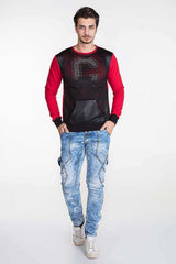 CL123 Black Red Herren Sweatshirt - Cipo and Baxx - Herbst - Herren Langarmshirt -