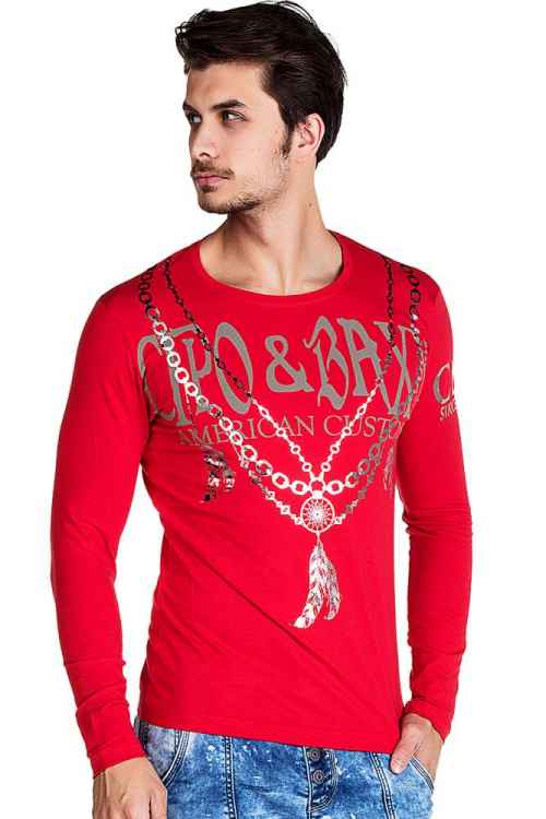 CL135 Herren Langarmshirt mit extravagantem Print - Cipo and Baxx - Herren Sweatshirt - Sweatshirt -