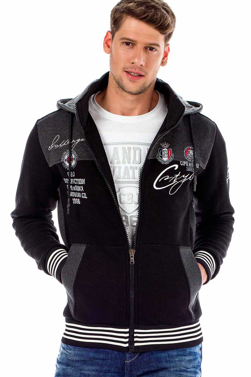 CL327 men's sweat jacket with embroidery