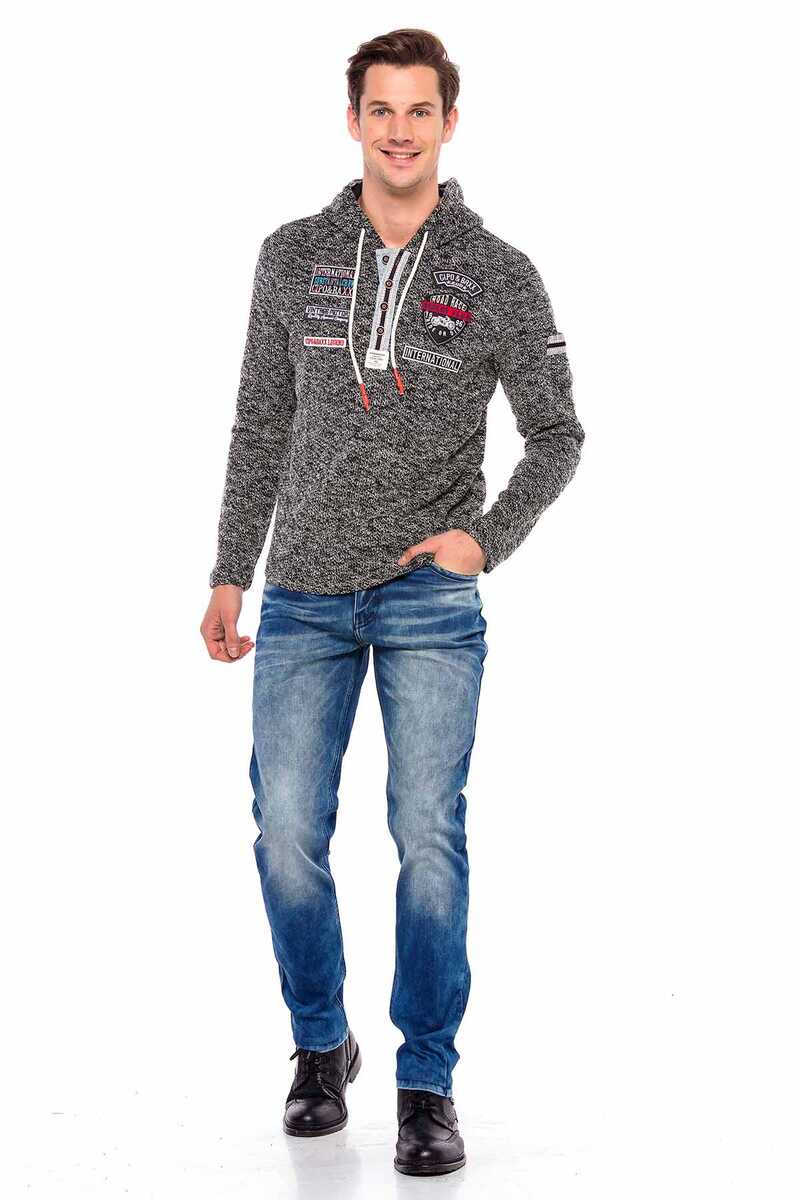 CL359 Herren Kapuzensweatshirt mit verschiedenen Patches - Cipo and Baxx - Herbst - Herren Sweatshirt -