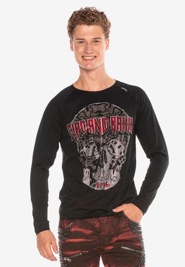 CL395 Herren Langarmshirt mit stylischem Totenkopf-Motiv - Cipo and Baxx - Herbst - Herren Sweatshirt -
