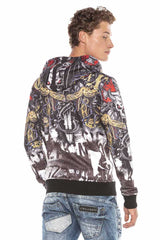 CL417 Herren Kapuzensweatshirt mit stylischem Allover-Print - Cipo and Baxx - Herbst - Herren Sweatshirt -