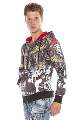 CL417 Herren Kapuzensweatshirt mit stylischem Allover-Print - Cipo and Baxx - Herbst - Herren Sweatshirt -
