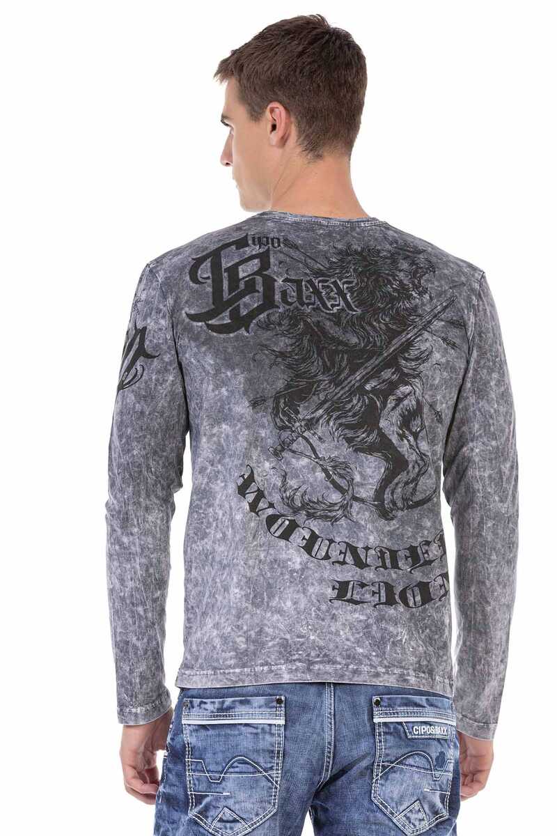 CL495 Herren Langarmshirt mit extravagantem Aufdruck - Cipo and Baxx - Herbst - Herren Sweatshirt -
