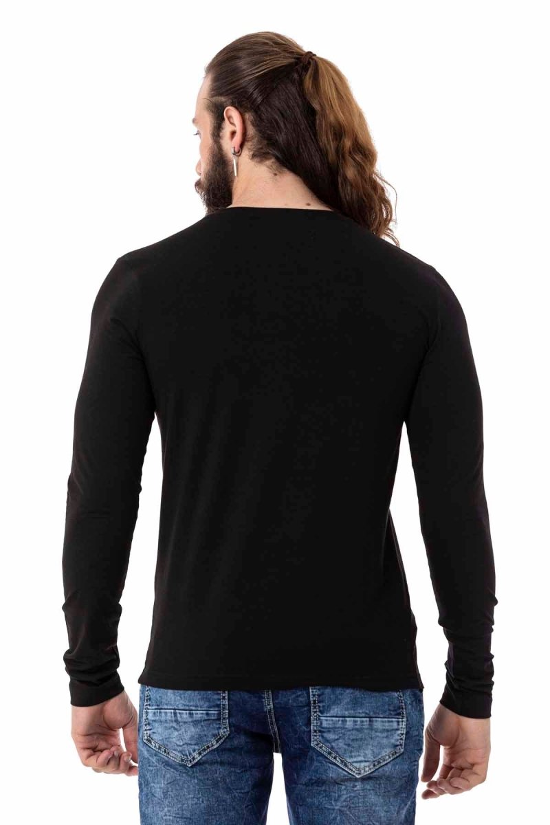 CL510 Herren Langarmshirt mit großflächigem Frontprint - Cipo and Baxx - Herren Sweatshirt - Sweatshirt -