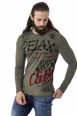 CL518 Herren Langarmshirt mit großflächigem Print - Cipo and Baxx - Herren Sweatshirt - Sweatshirt -