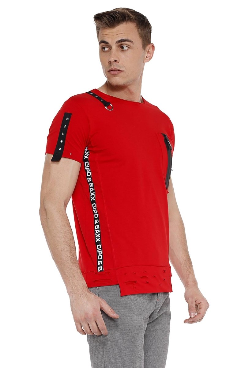 CT366 Herren T-Shirt mit Design Applikation - Cipo and Baxx - biker - black -