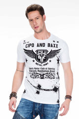 CT373 Herren T-Shirt mit coolem Print im Bikerstil - Cipo and Baxx - Herren_sale - neusale -