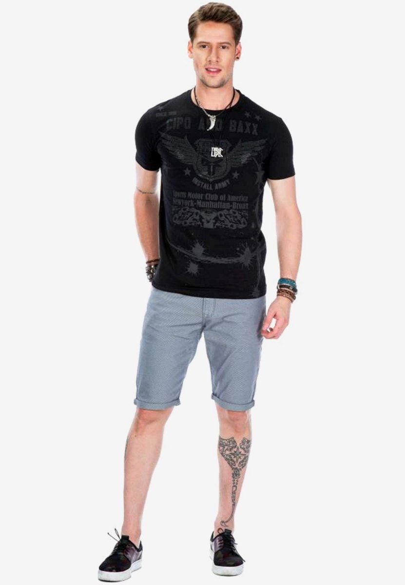 CT373 Herren T-Shirt mit coolem Print im Bikerstil - Cipo and Baxx - Herren_sale - neusale -