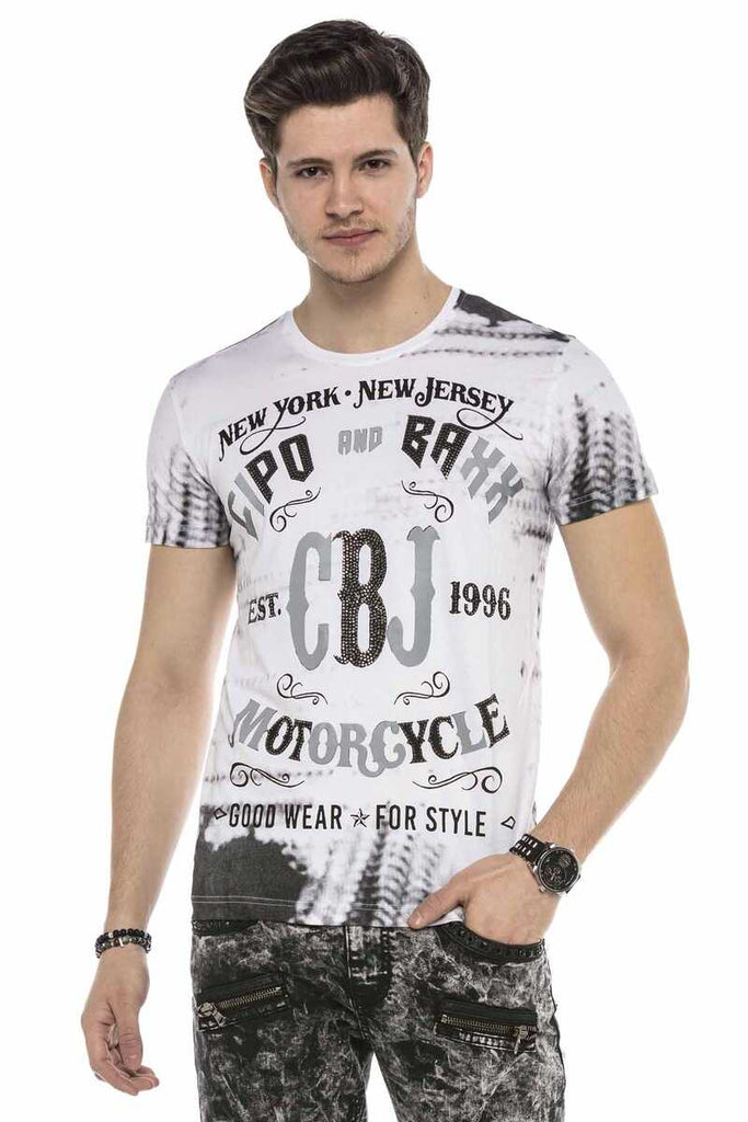 CT537 Herren T-Shirt mit grafischem Biker-Print - Cipo and Baxx