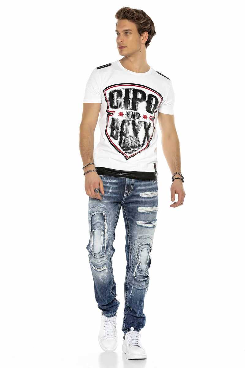 CT539 Herren T-Shirt mit coolem Logomotiv - Cipo and Baxx - biker - black -
