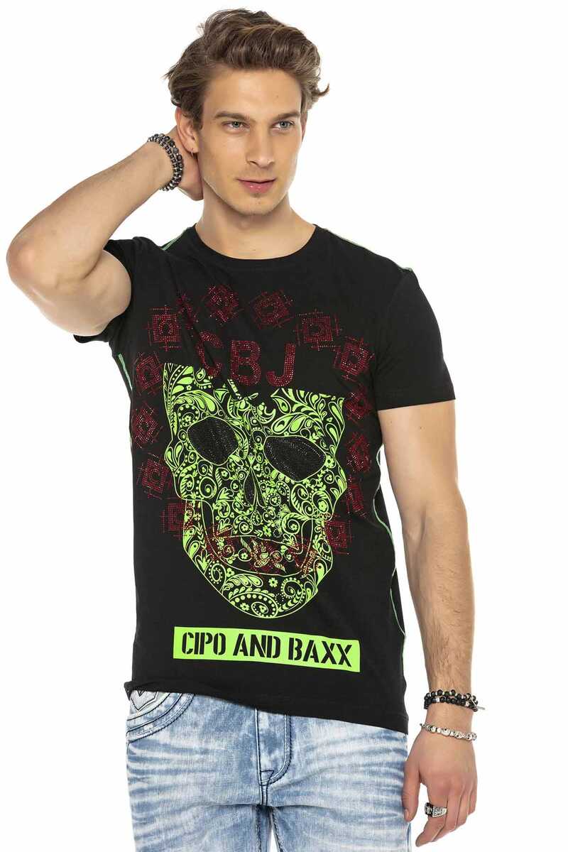 CT545 Herren T-Shirt mit stylischem Totenkopfprint - Cipo and Baxx - biker - Herren -