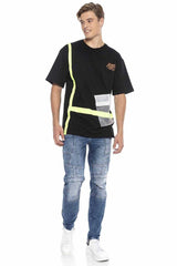 CT587 Herren-T-Shirt mit großen Taschen Streifen-Design - Cipo and Baxx - black - Herren -