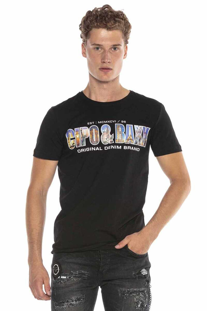 CT600 Herren T-Shirt mit schickem Brustprint - Cipo and Baxx