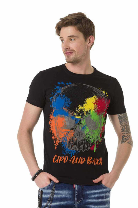 CT672 Herren T-Shirt mit farbenfrohem Totenkopf-Print - Cipo and Baxx - color - Damen -