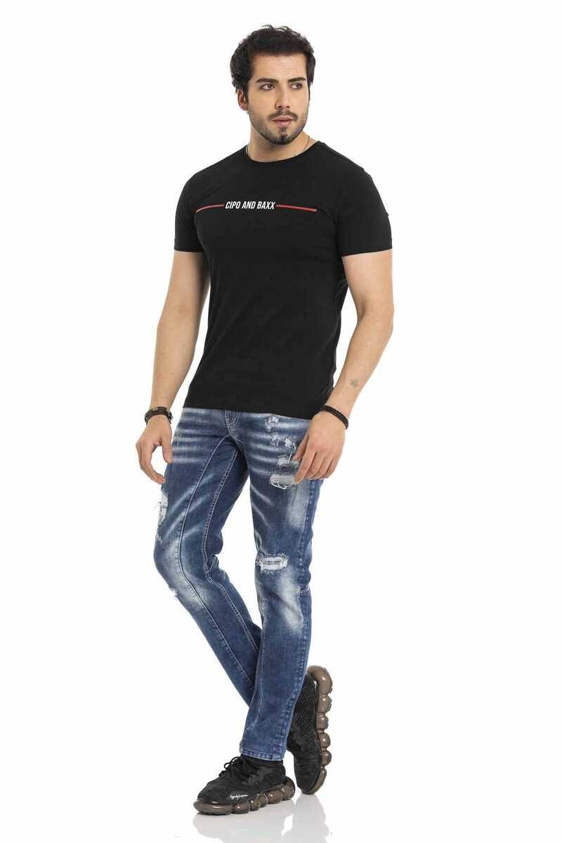 CT674 Herren T-Shirt mit coolem Markenprint - Cipo and Baxx - black - Damen -