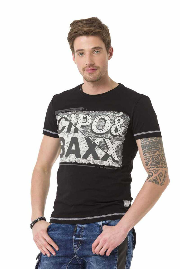 CT677 Herren T-Shirt mit großem Markenprint - Cipo and Baxx