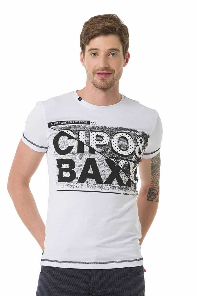 CT677 Herren T-Shirt mit großem Markenprint - Cipo and Baxx