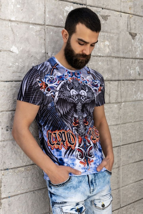 CT710 Herren T-Shirt mit gemustertes Laserdruck - Cipo and Baxx - biker - Herren -