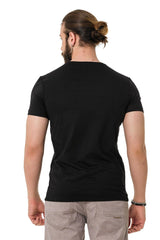 CT736 Herren T-Shirt mit glänzendes und geprägtes Schriftzug - Cipo and Baxx - black - Herren -