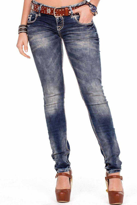WD153 Damen Slim-Fit-Jeans mit niedriger Taille in Straight Fit - Cipo and Baxx - D_Straight_Slim - Damen -