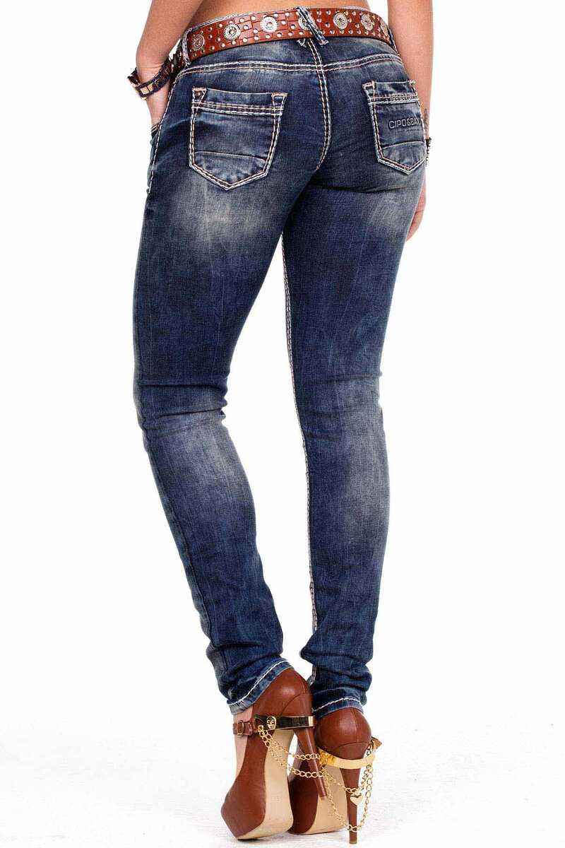 WD153 Damen Slim-Fit-Jeans mit niedriger Taille in Straight Fit - Cipo and Baxx - D_Straight_Slim - Damen -