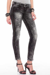 WD194 Damen Slim-Fit-Jeans mit seitlichen Zippern - Cipo and Baxx - D_slim_Skinny - Damen -