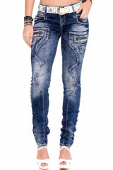 WD200B Damen bequeme Jeans mit niedriger Taille in Skinny Fİt - Cipo and Baxx - D_Straight_Slim - Damen -