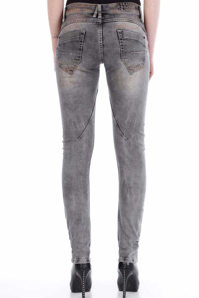 WD206 Damen Slim-Fit-Jeans mit stylischen, zerrissenen Details - Cipo and Baxx
