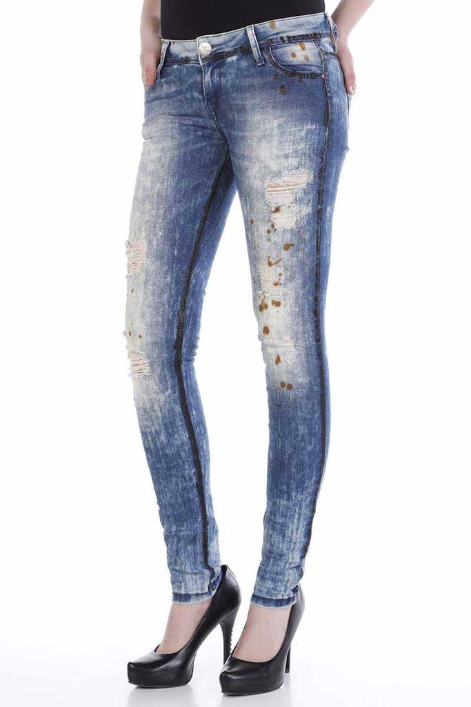 WD211 Damen Slim-Fit-Jeans im Used-Look - Cipo and Baxx
