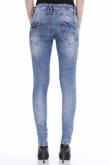 WD214 Damen Slim-Fit-Jeans im lässigen Used Look - Cipo and Baxx - D_slim_Skinny - Damen -