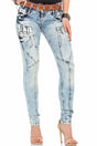 WD216 Damen bequeme Jeans im modischer Waschung Slim Fit - Cipo and Baxx - D_Straight_Slim - Damen -