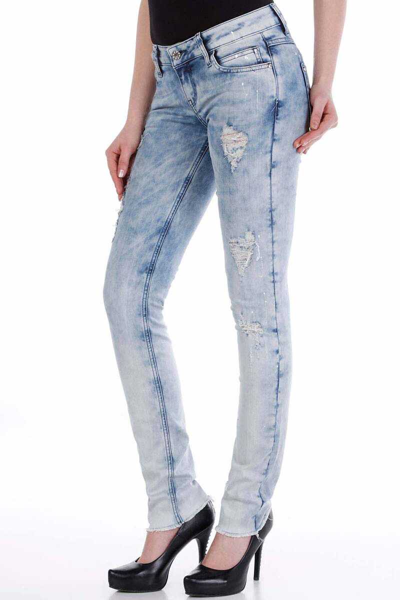 WD220 Damen Slim-Fit-Jeans mit coolen Used-Details - Cipo and Baxx - D_slim_Skinny - Damen -