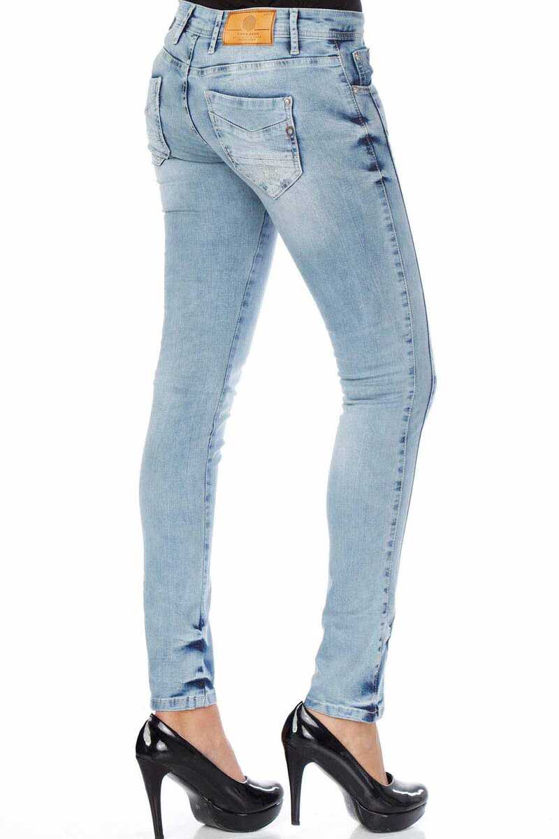 WD226 Damen Slim-Fit-Jeans mit Used-Effekten - Cipo and Baxx - D_slim_Skinny - Damen -