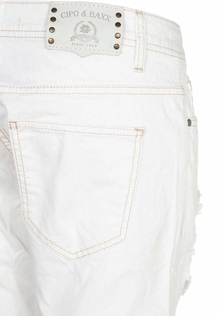 WD227 Damen Straight-Jeans mit trendigen Destroyed-Elementen - Cipo and Baxx - D_Straight_Slim - Damen -