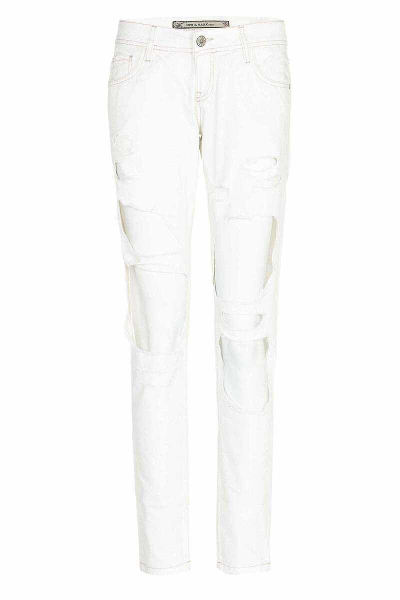 WD227 Damen Straight-Jeans mit trendigen Destroyed-Elementen - Cipo and Baxx - D_Straight_Slim - Damen -