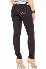 WD228 Damen Slim-Fit-Jeans mit doppeltem Bund - Cipo and Baxx - D_Straight_Slim - Damen -