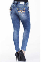 WD242 Damen Slim-Fit-Jeans mit Used-Elementen - Cipo and Baxx - D_slim_Skinny - Damen -
