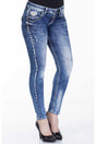 WD242 Damen Slim-Fit-Jeans mit Used-Elementen - Cipo and Baxx - D_slim_Skinny - Damen -