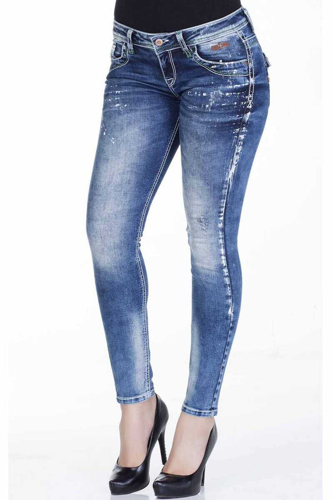 WD242 Damen Slim-Fit-Jeans mit Used-Elementen - Cipo and Baxx