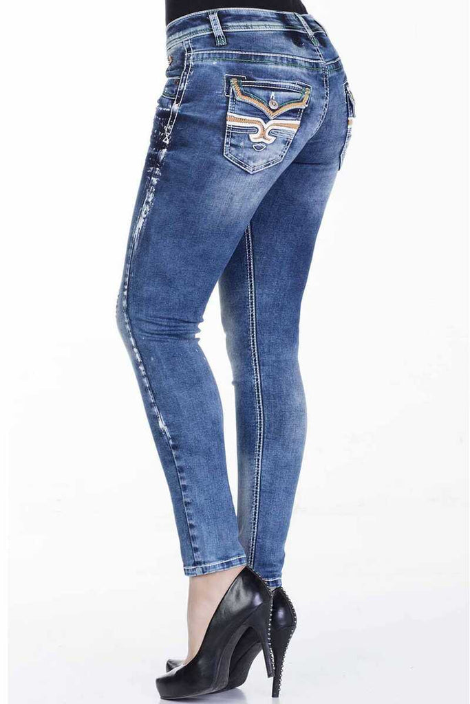 WD242 Damen Slim-Fit-Jeans mit Used-Elementen - Cipo and Baxx