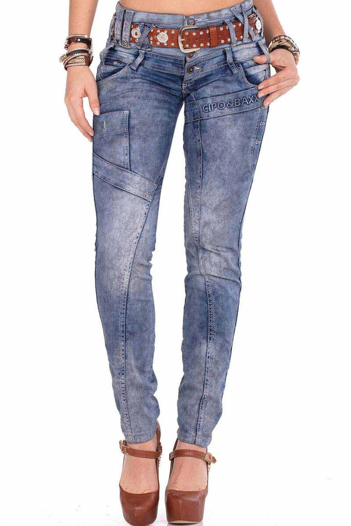 WD245 Damen Slim-Fit-Jeans mit Dreifachbund - Cipo and Baxx