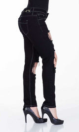 WD247 Damen Straight-Jeans mit trendigen Destroyed-Elementen - Cipo and Baxx - D_Straight_Slim - Damen -