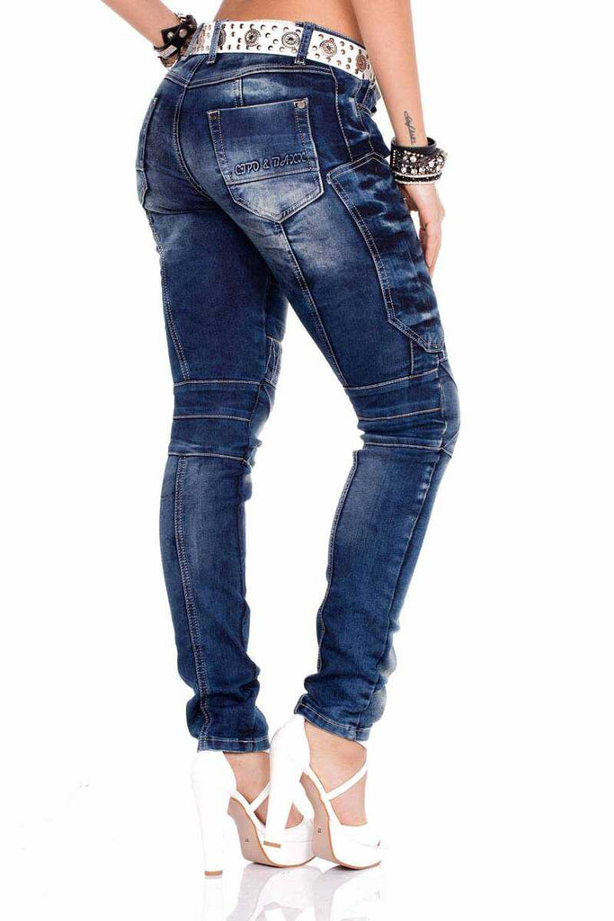 WD255 Damen bequeme Jeans im Biker-Stil in Slim Fit - Cipo and Baxx